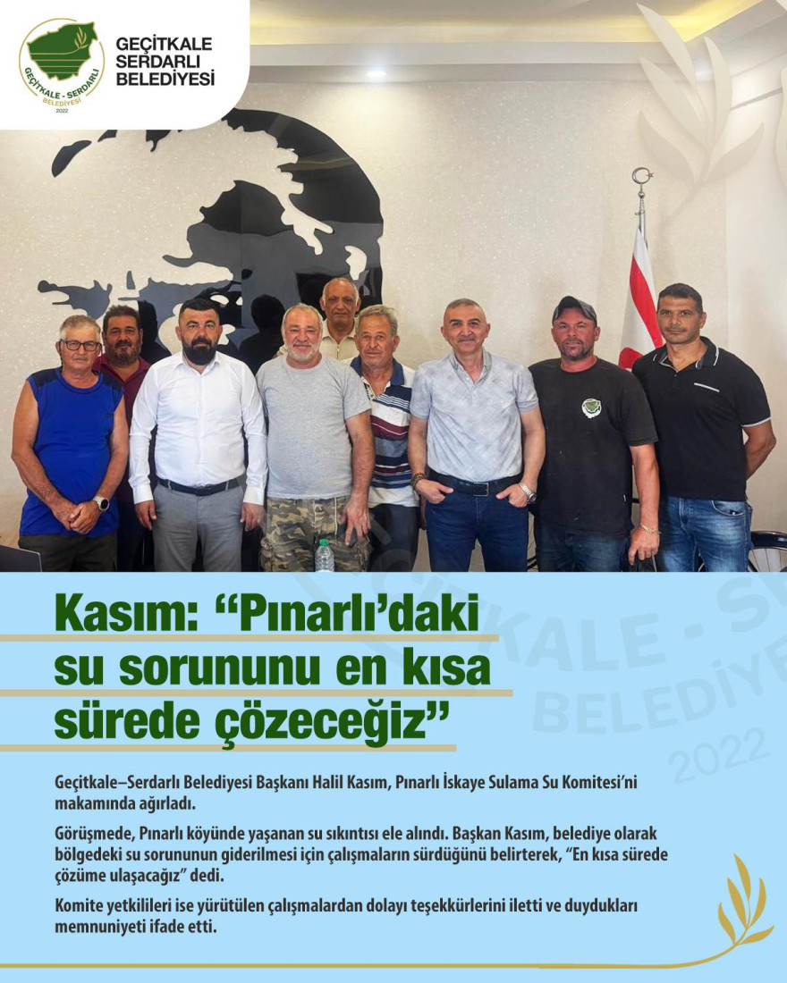 KASIM: "PINARLI'DAKİ SU SORUNUNU EN KISA SÜREDE ÇÖZECEĞİZ"