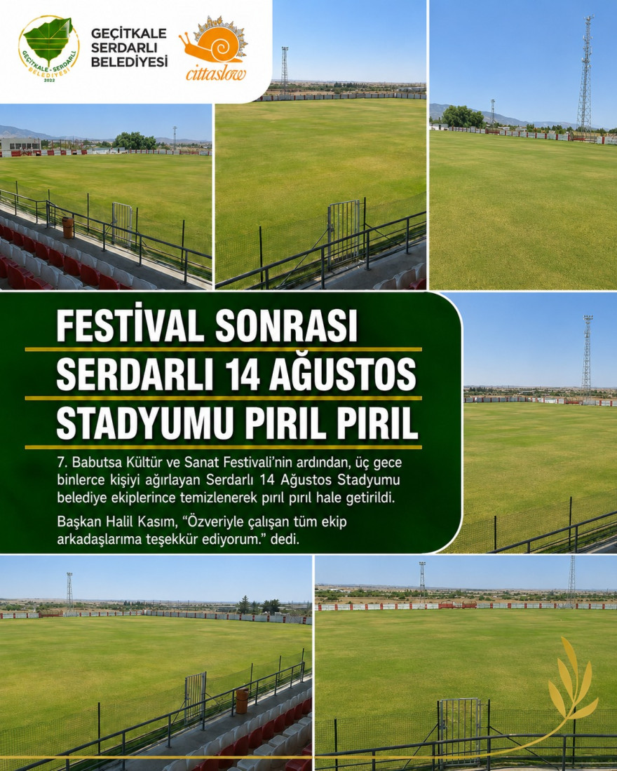 Festival sonrası Serdarlı 14 Ağustos Stadyumu pırıl pırıl